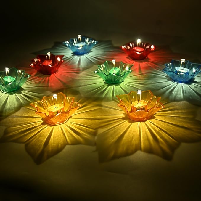 3D Water Senser Multicolor Diwali Diyas For Decor & Rangoli (*Pack Of 12*)