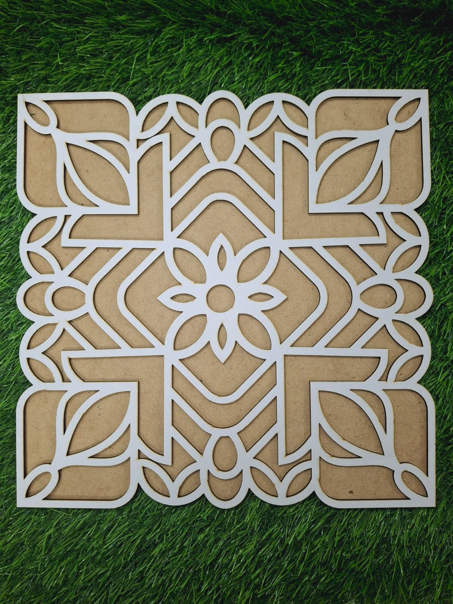 Alankar Wooden Rangoli Stencil/Cut Outs|Unique Decoration for Festival Puja, Diwali, Pongal, Navratri, DIY Projects| 3D, (Pack of 1)