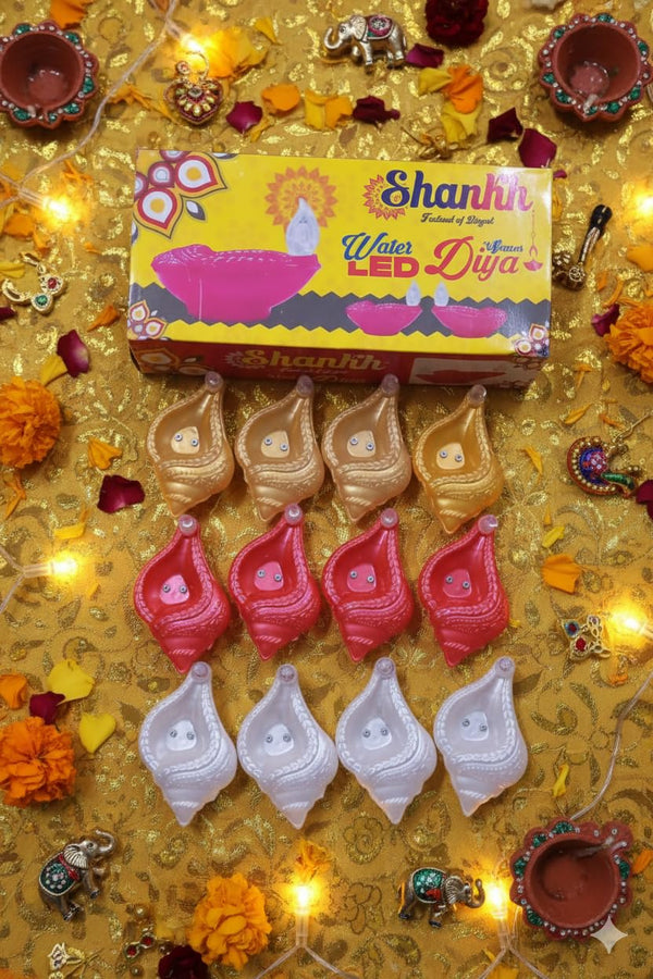 Plastic Water Sensor Shankh Led Diya Lights (PACK OF 18)